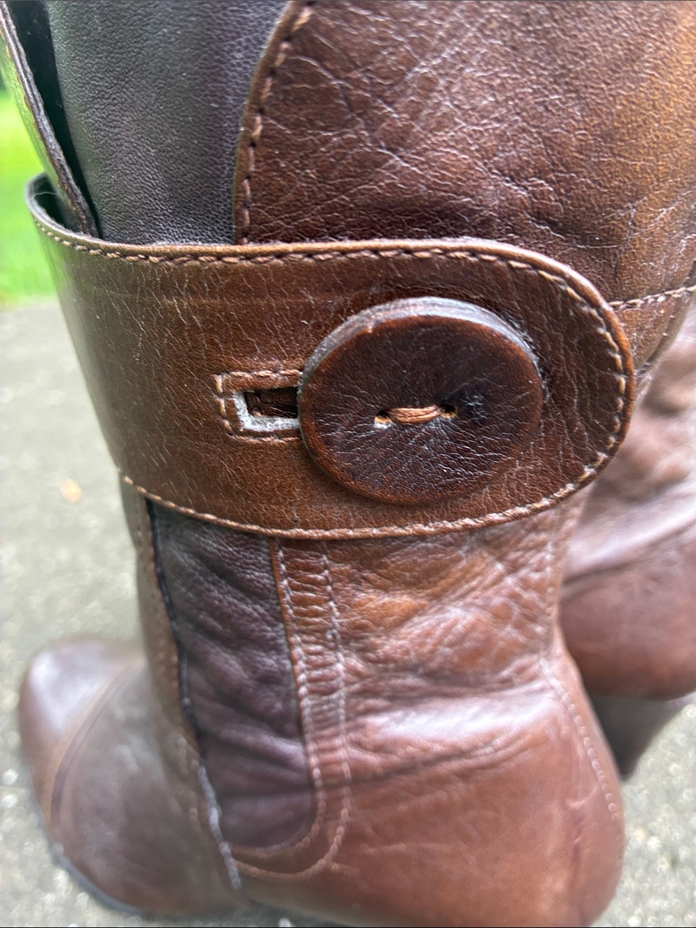 Born Brown Leather Mid-Calf Heeled Boots - Picture 6 of 11